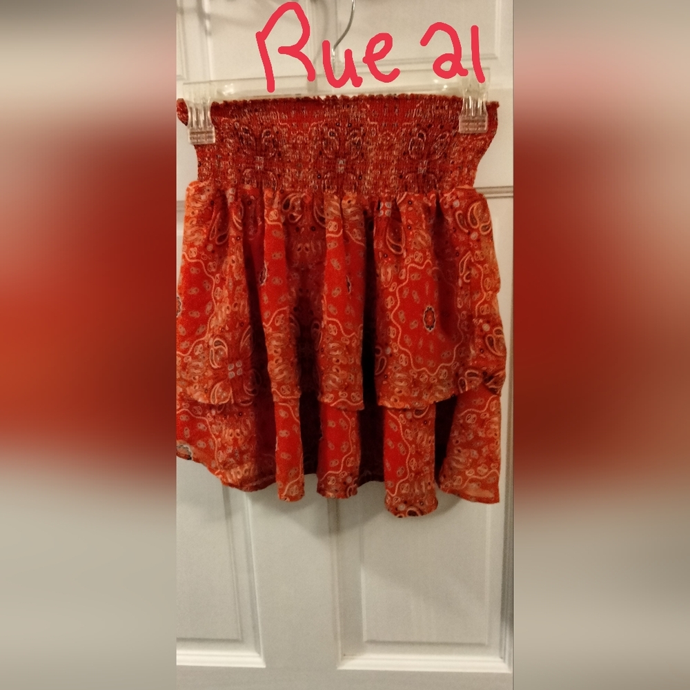 Rue21 Red Paisley A-Line Skirt
